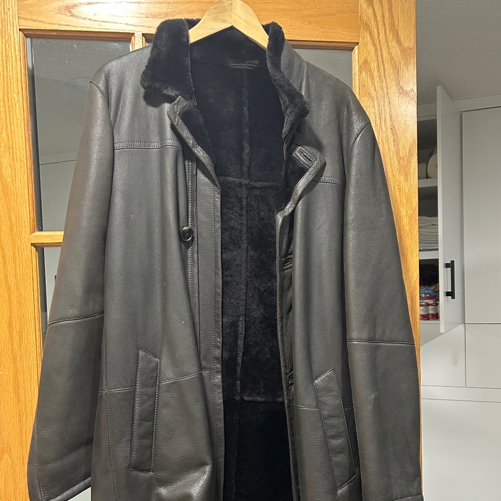 Men’s 100% Lambswool and Leather coat
